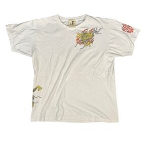 White Dragon Samurai‎ Skeleton Graphic T Shirt Mens Size M